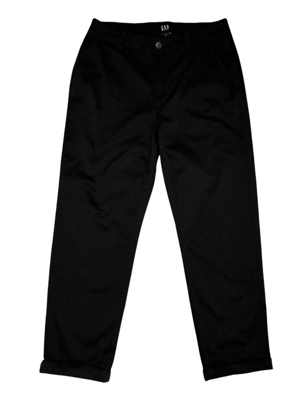 GAP Women's Size 8 Black Girlfriend Khaki Pants Ankle Straight Leg Cuffed Chino